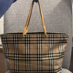 Authentic Burberry Nova Check Small Tote Classic Plaid Canvas – Fair Condition